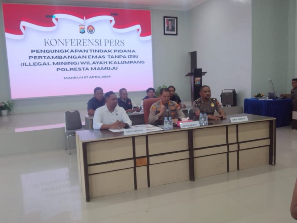 Polresta Mamuju menggelar konferensi pers soal penggerebekan tambang emas Kalumpang